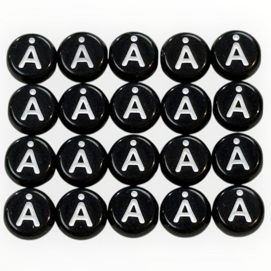 Svarta Bokstavspärlor med Vit Å - Skapa Unika och Personliga Smycken!