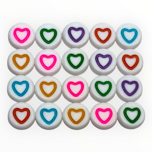 Akrylpärlor med hjärtan i härlig färgblandmix