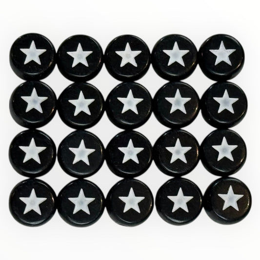 Svarta Akrylpärlor med Vita Stjärnor – Skapa Unika Smycken!